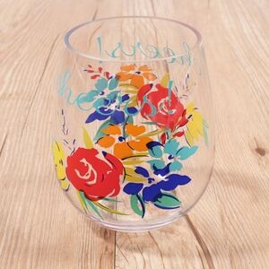 The Pioneer Woman | Dining | Pioneer Woman Happy Birthday Wine Glass 5oz  Blue Pink Floral Stemmed New | Poshmark